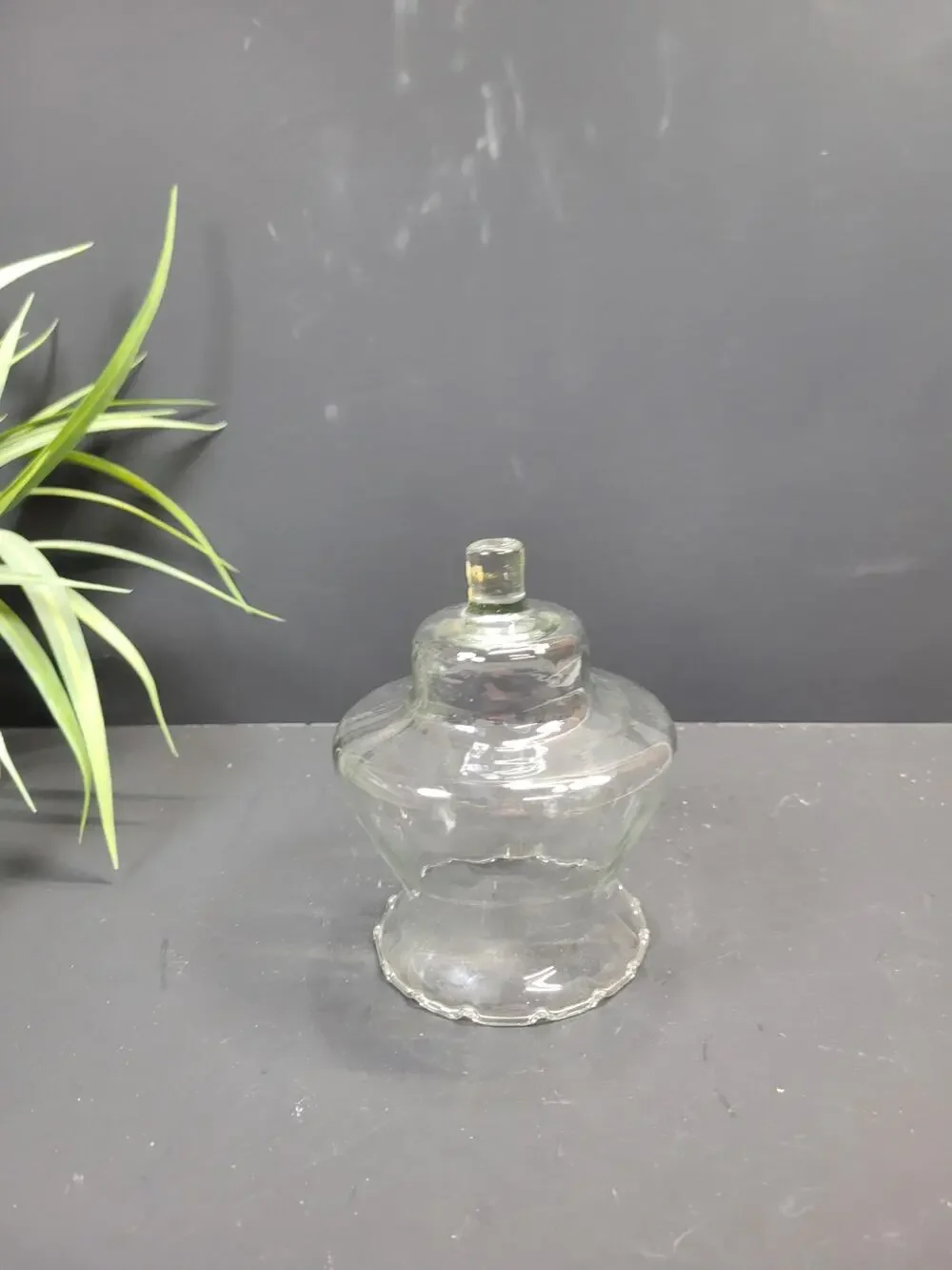 Vintage Homco Clear Glass Peg Votive Cup Candle Holder Fluted Ruffled Edge